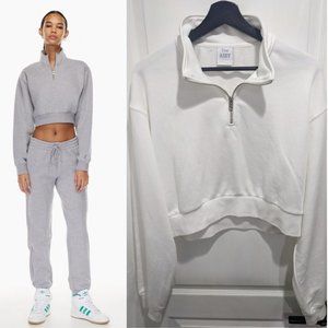Women’s Gray and White Quarter-Zip Tops